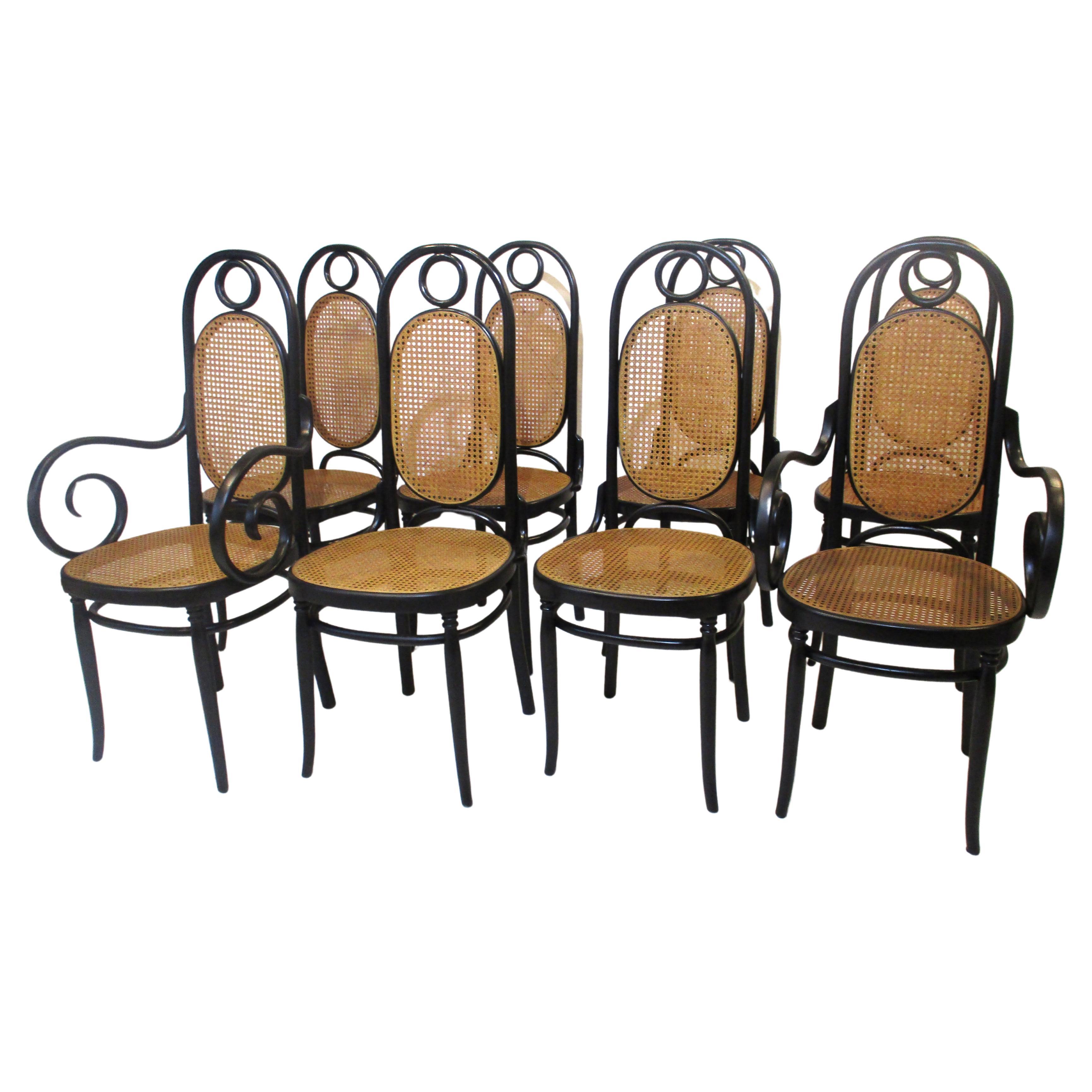 8 Thonet Bentwood / Cane Dining Chairs For Sale