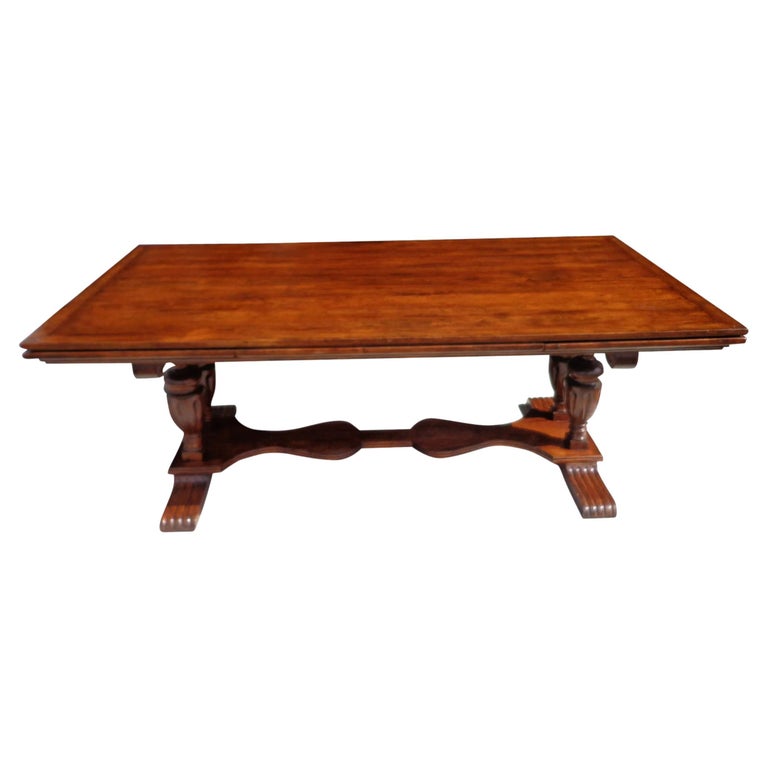 Trestle dining table
By Bausman & Co. Furniture of CA


Elegant extendable dining table by Bausman & Co. Finely crafted rectangular top with a two pedestals and four columns. Adds a rustic elegance to any interior.
Width 8 ft. to 11 ft.

