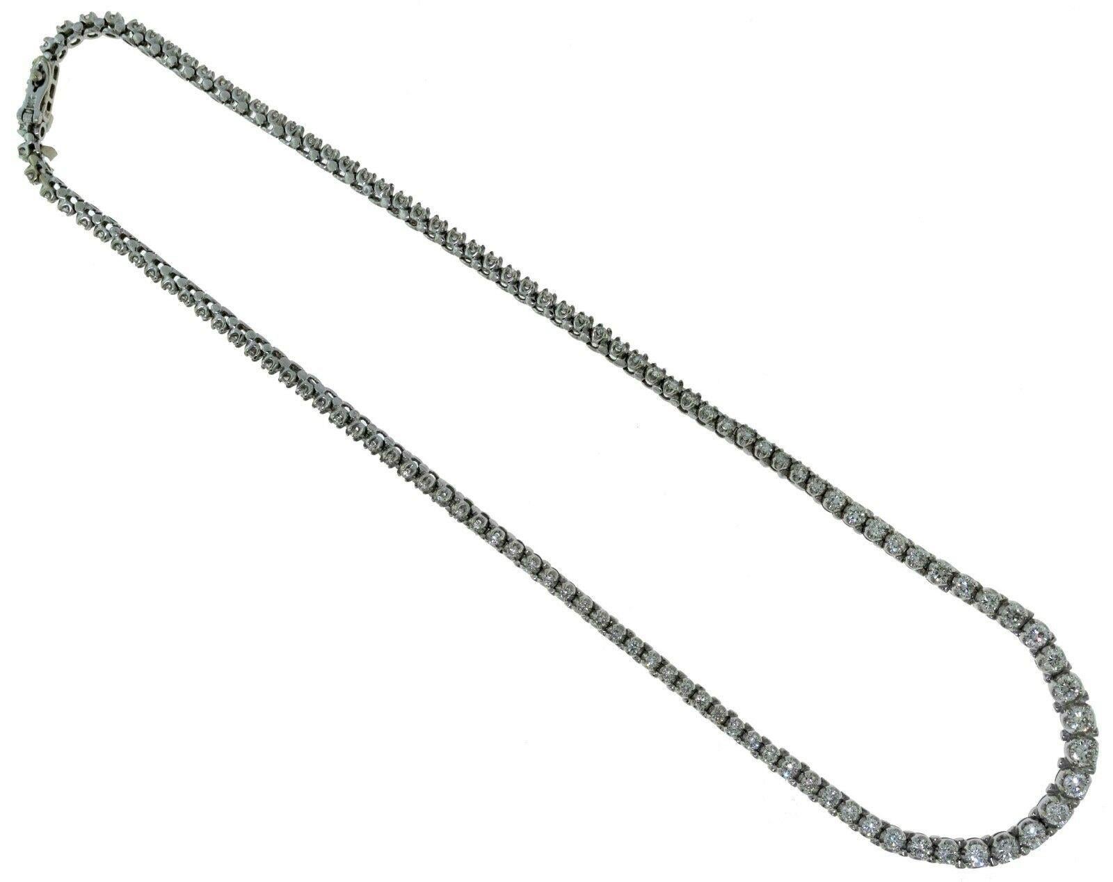 8 Total Carat Weight Diamond Graduated Tennis Necklace in White Gold In Good Condition In Miami, FL