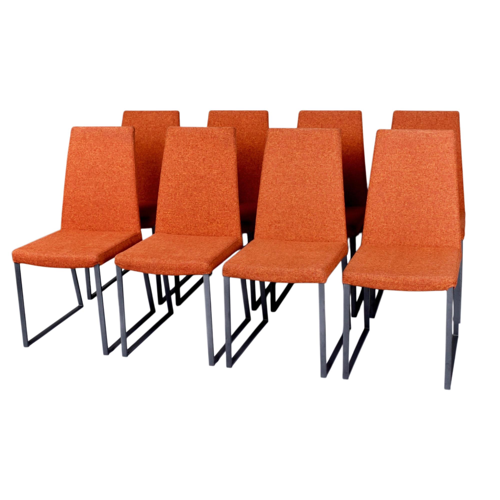 8 Trica Curvo Chaises de salle à manger modernes tapissées orange du Québec en vente 3