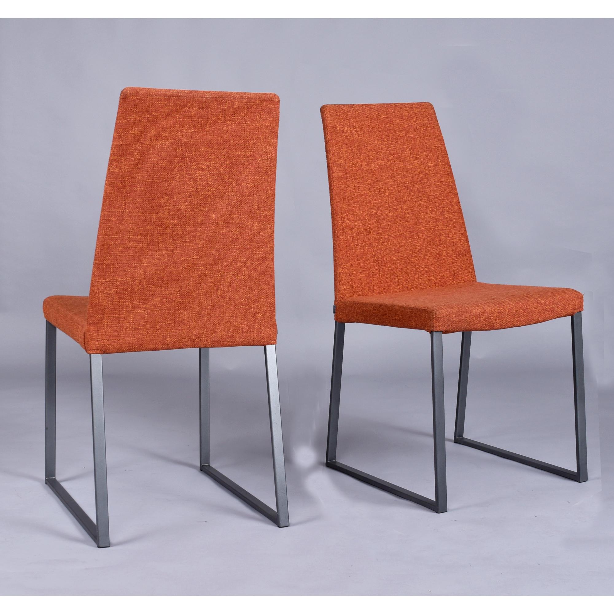 XXIe siècle et contemporain 8 Trica Curvo Chaises de salle à manger modernes tapissées orange du Québec en vente