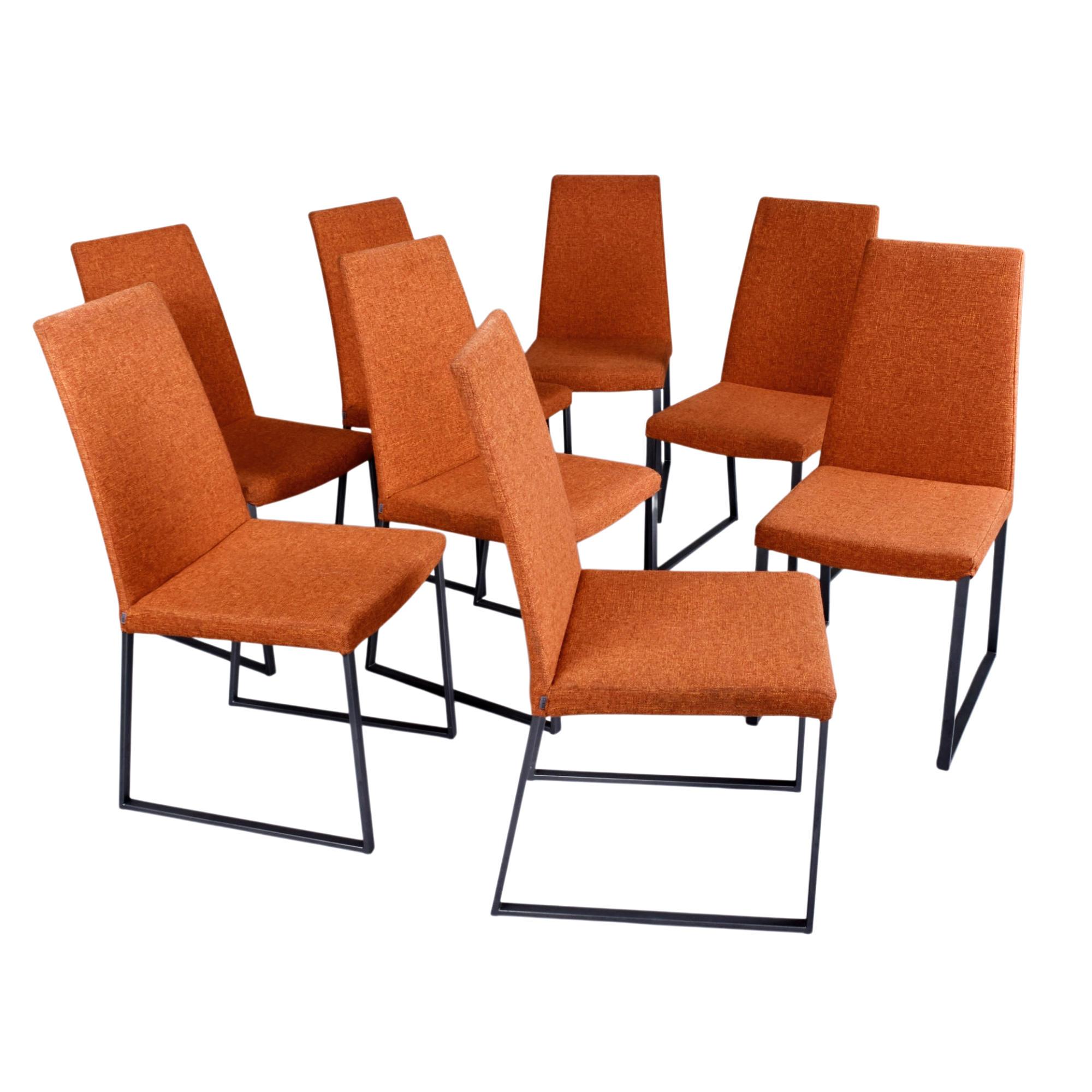 8 Trica Curvo Chaises de salle à manger modernes tapissées orange du Québec en vente 1