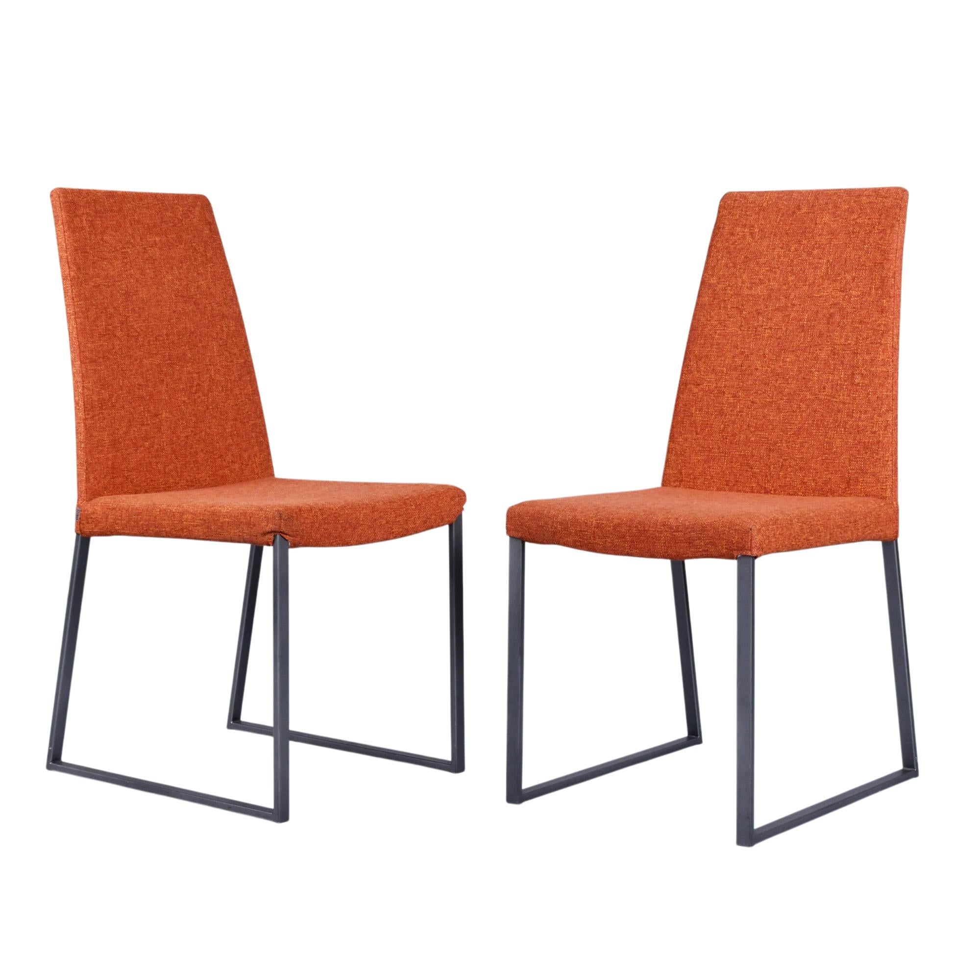 8 Trica Curvo Chaises de salle à manger modernes tapissées orange du Québec en vente 2