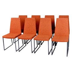 8 Trica Curvo Modern Orange Upholstered Dining Chairs from Quebec