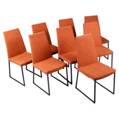 8 Trica Curvo Modern Orange Upholstered Dining Chairs from Quebec