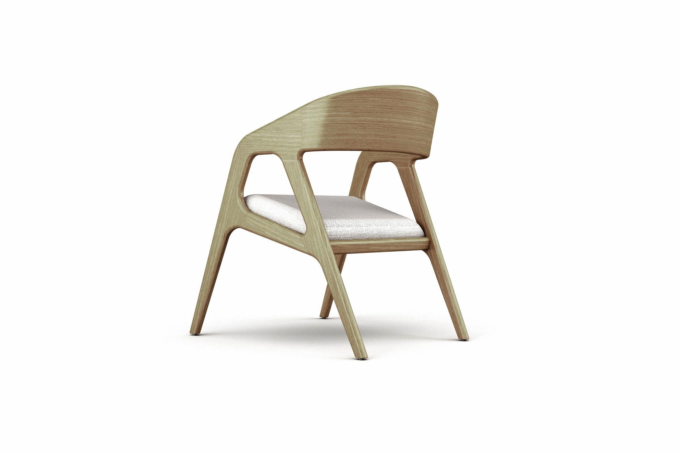 European 8 Vertex Armchairs - Modern Handcrafted Wood Armchair with Upholstered Seat For Sale