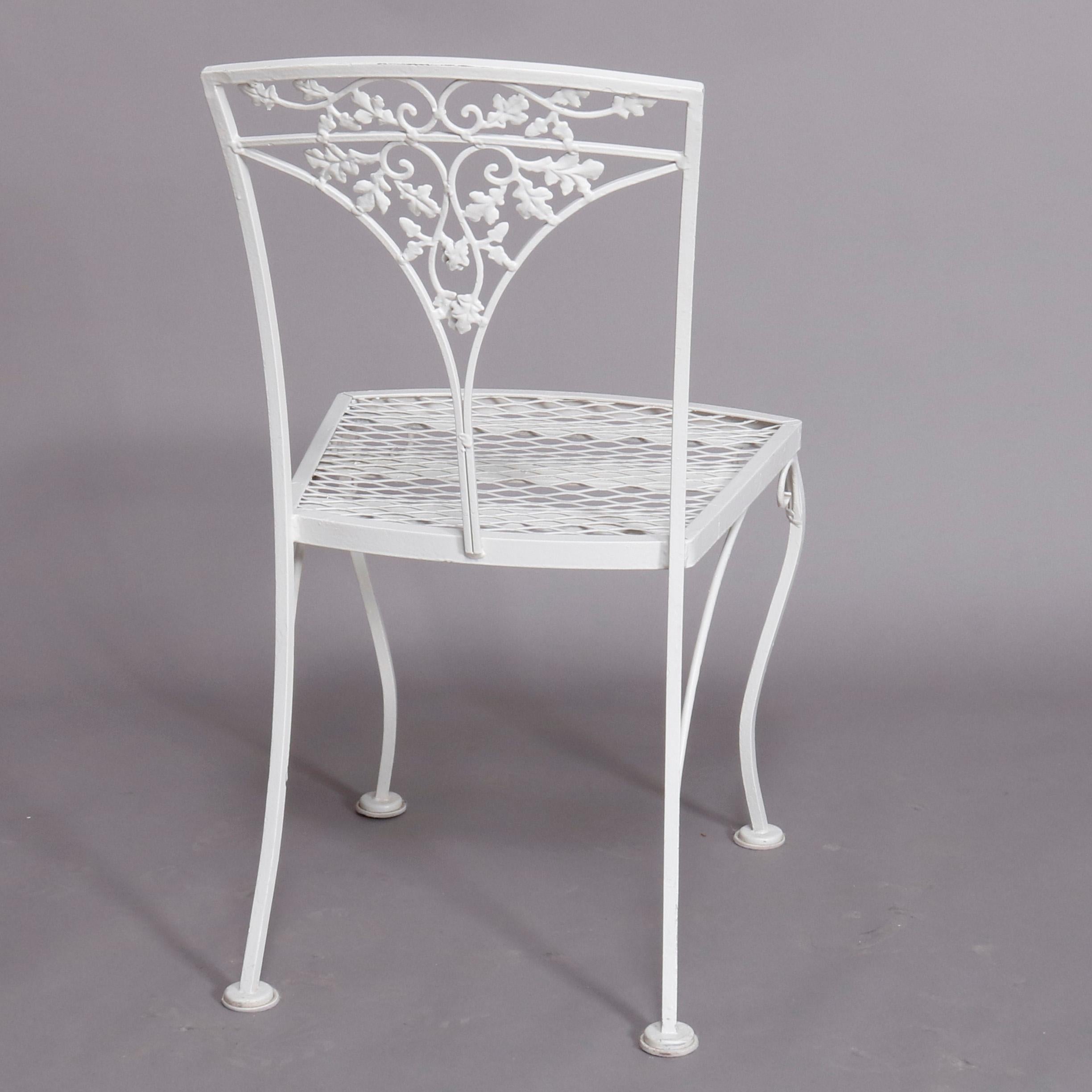 20th Century 8 Victorian Style Wrought Iron Foliate Form White Painted Patio Chairs