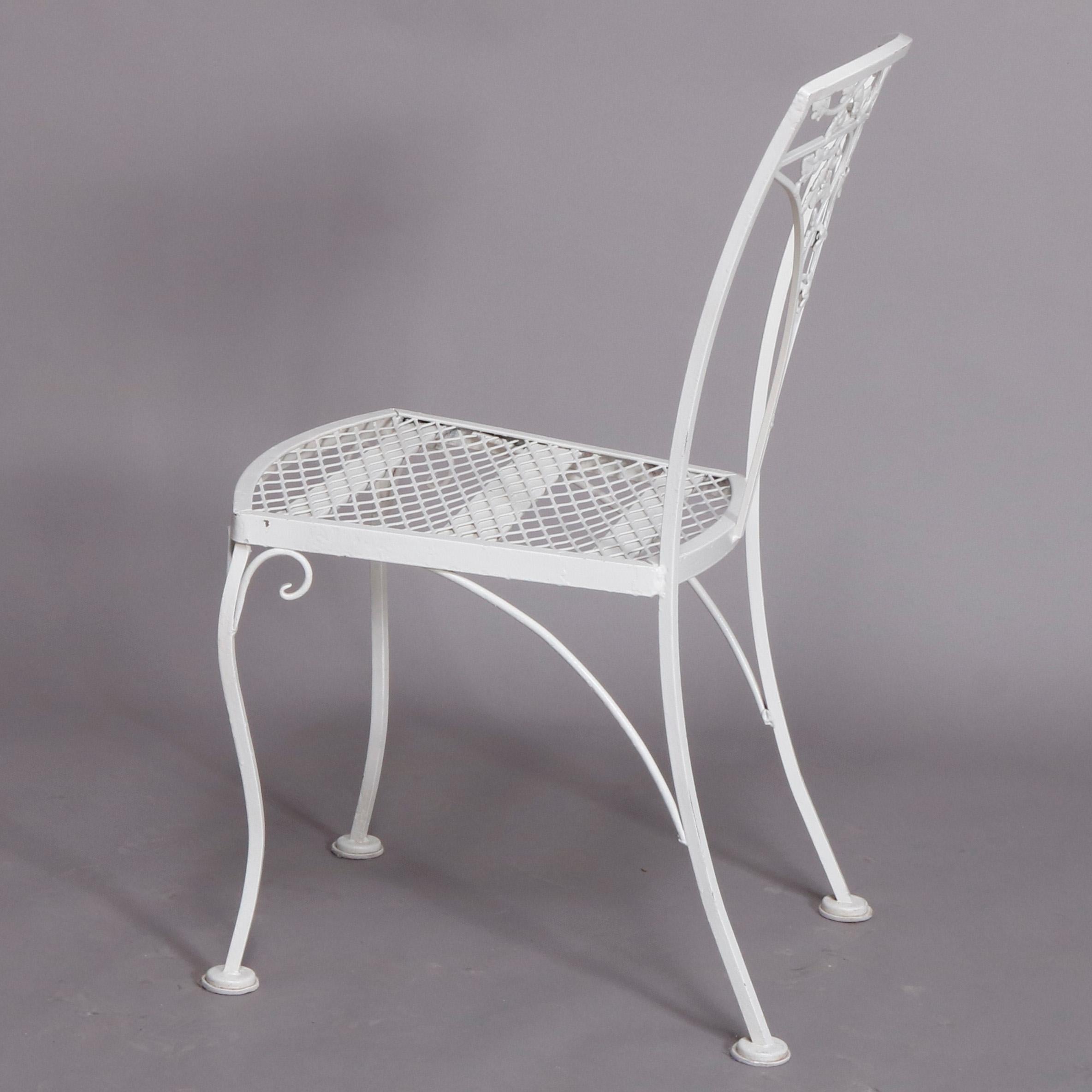 8 Victorian Style Wrought Iron Foliate Form White Painted Patio Chairs 1