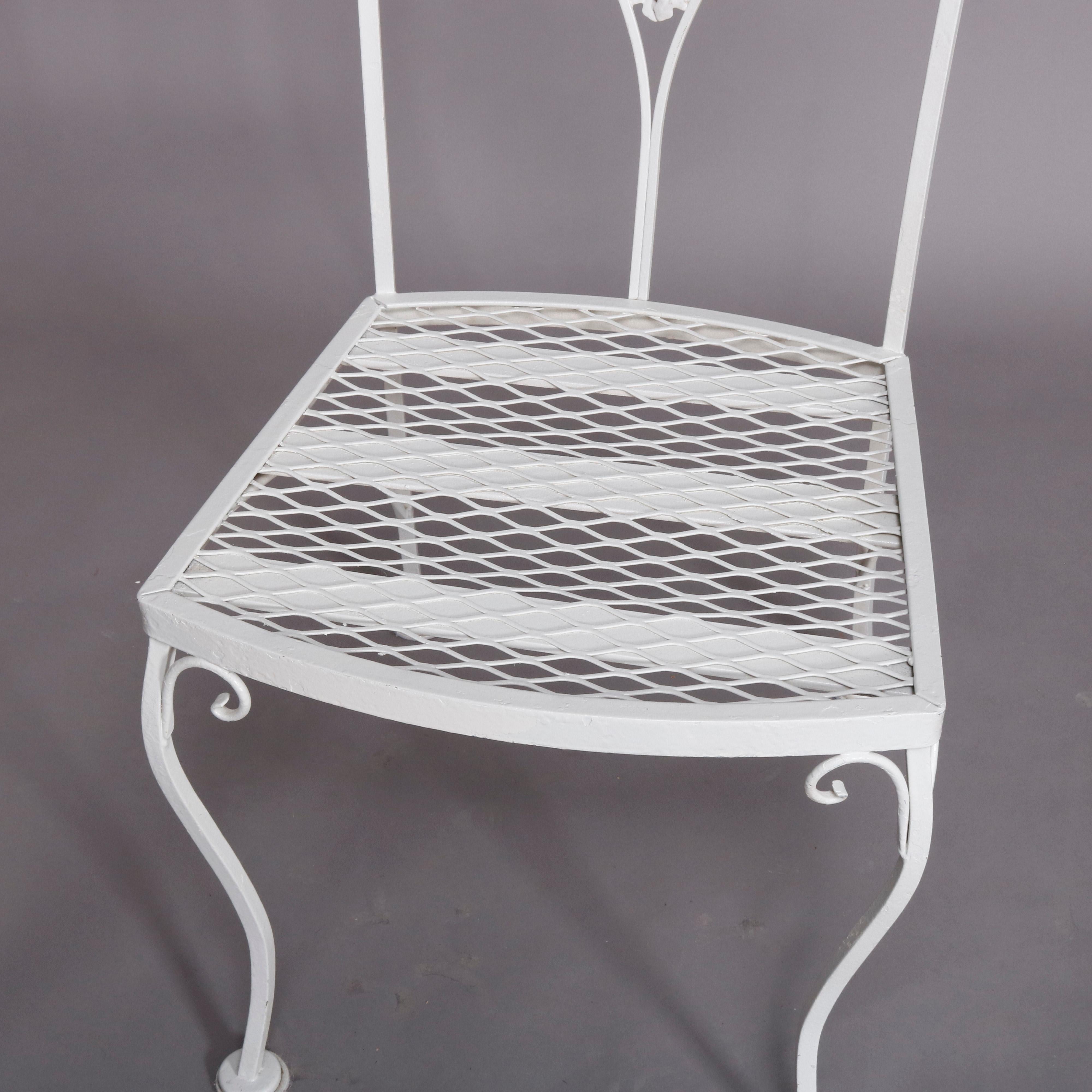 8 Victorian Style Wrought Iron Foliate Form White Painted Patio Chairs 3