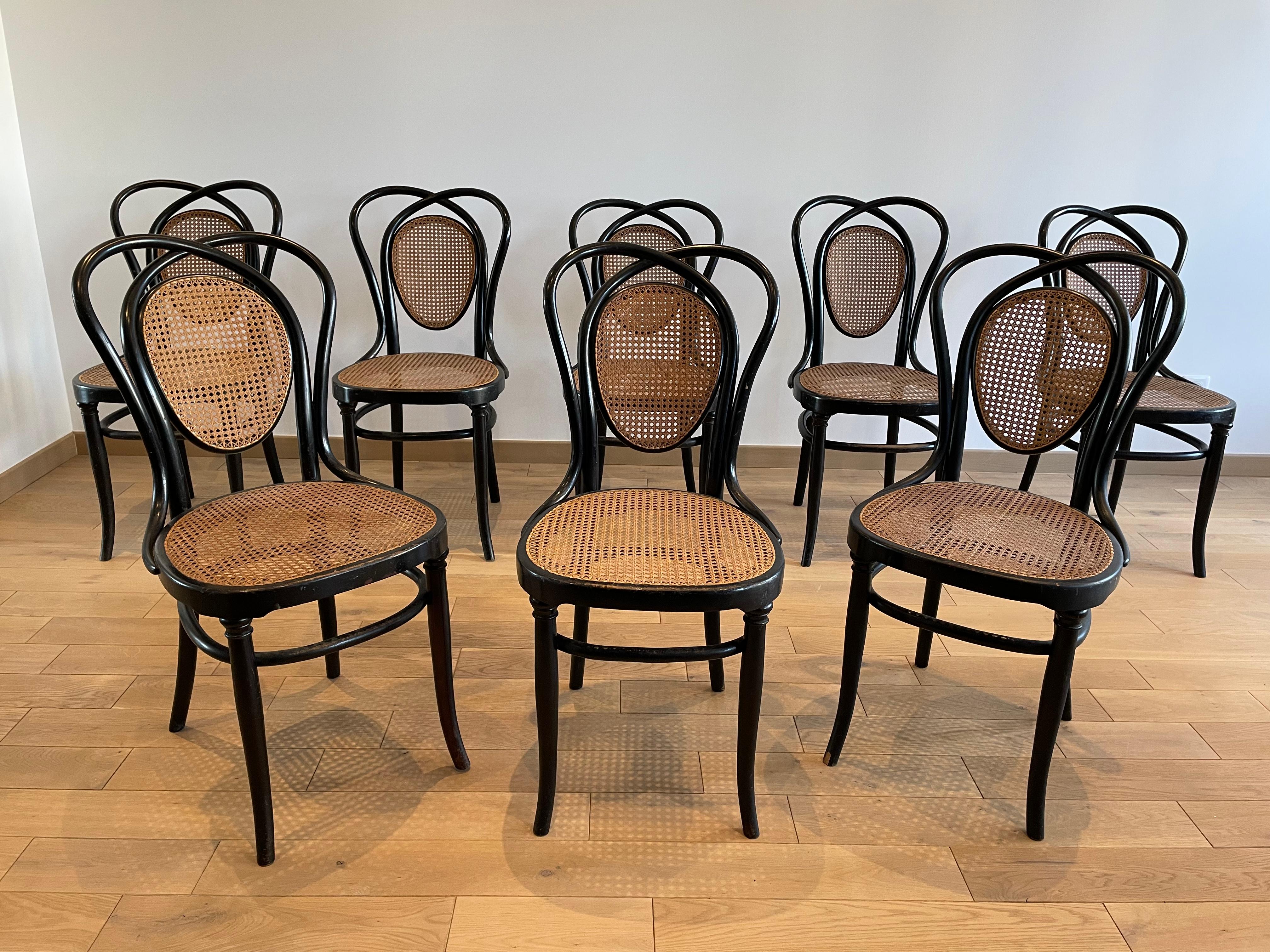 Austrian 8 Viennese Chairs N.33 by J & J Kohn, 1900s For Sale