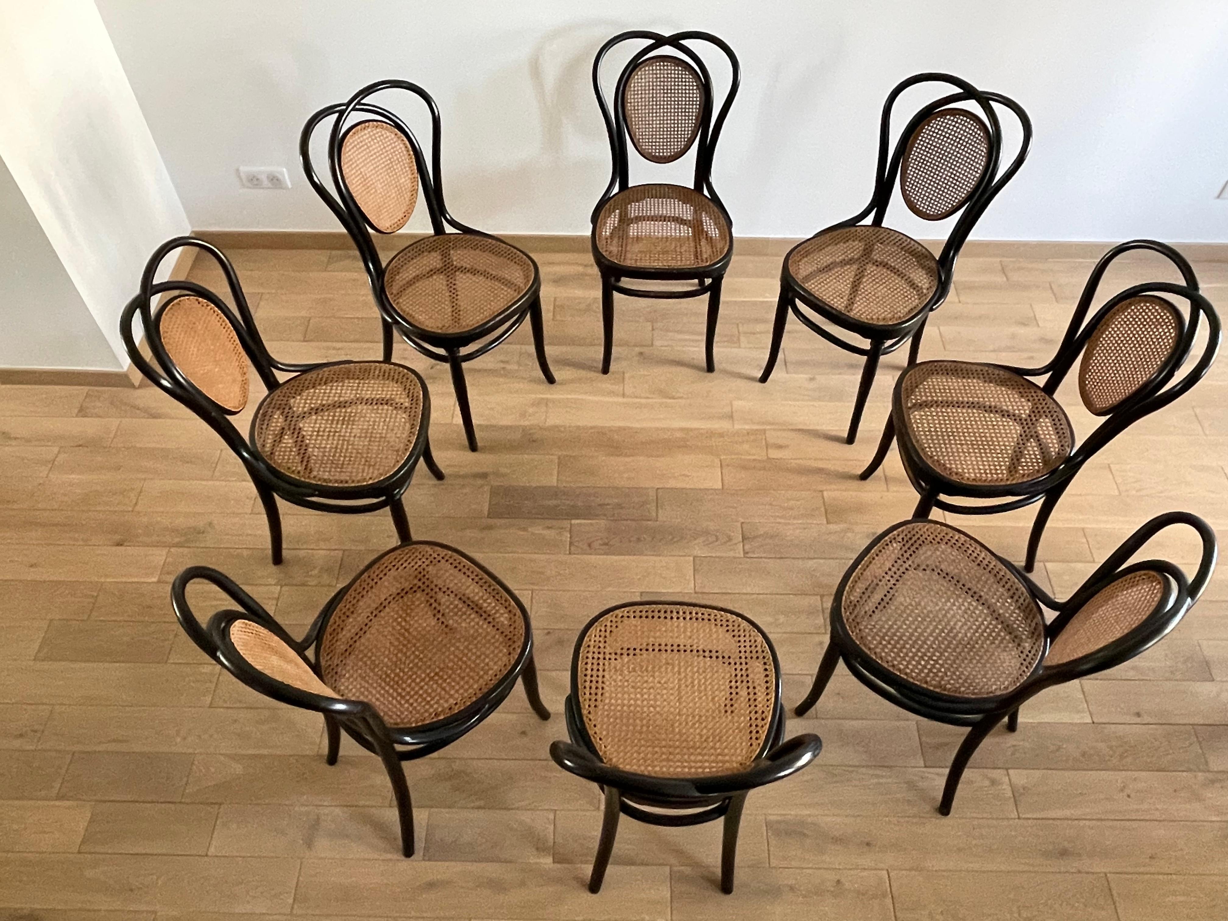 Wicker 8 Viennese Chairs N.33 by J & J Kohn, 1900s For Sale