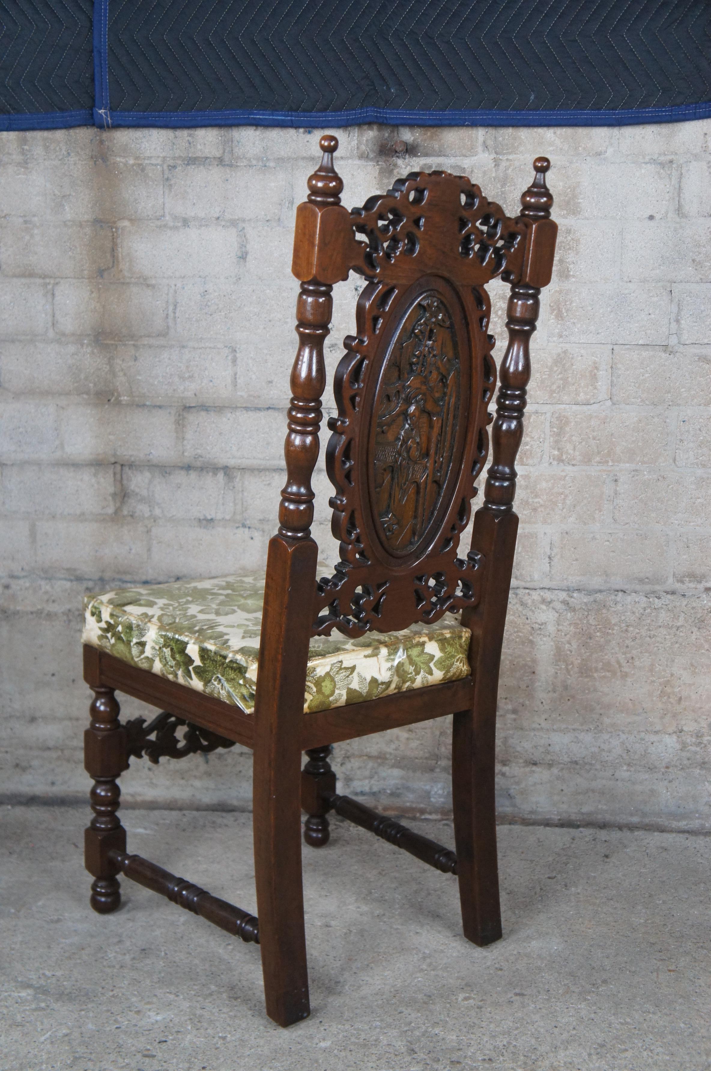 8 Vintage-Esszimmerstühle aus geschnitzter Eiche im Karl-II-Stil des 20. Jahrhunderts im Angebot 5