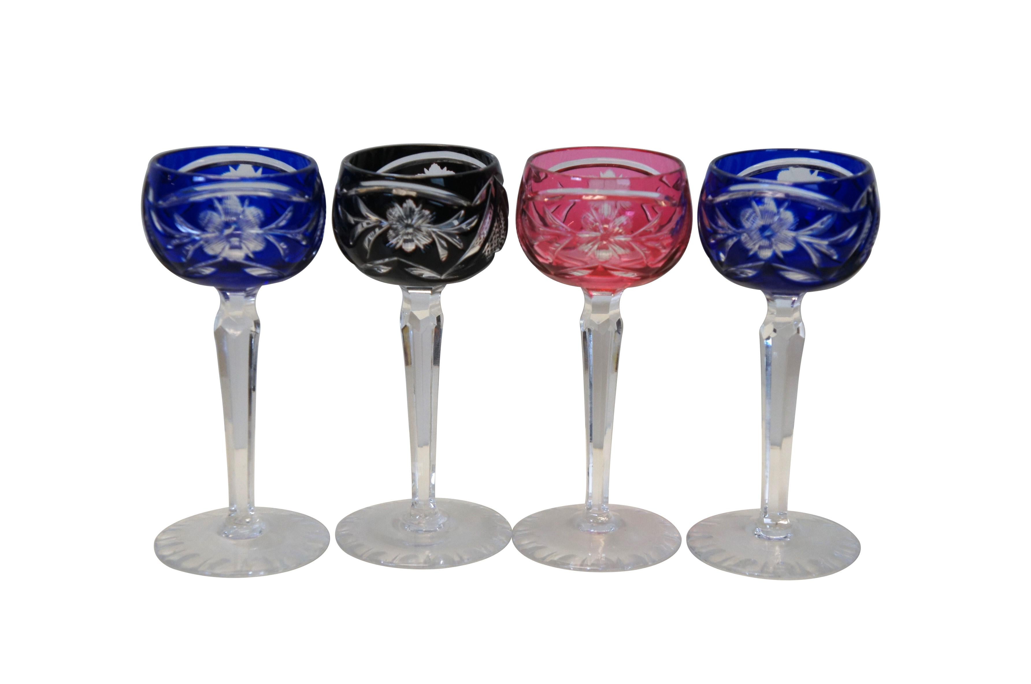 8 Vintage Bohemian Czech Cut to Clear Crystal Cordial Shot Glasses 5