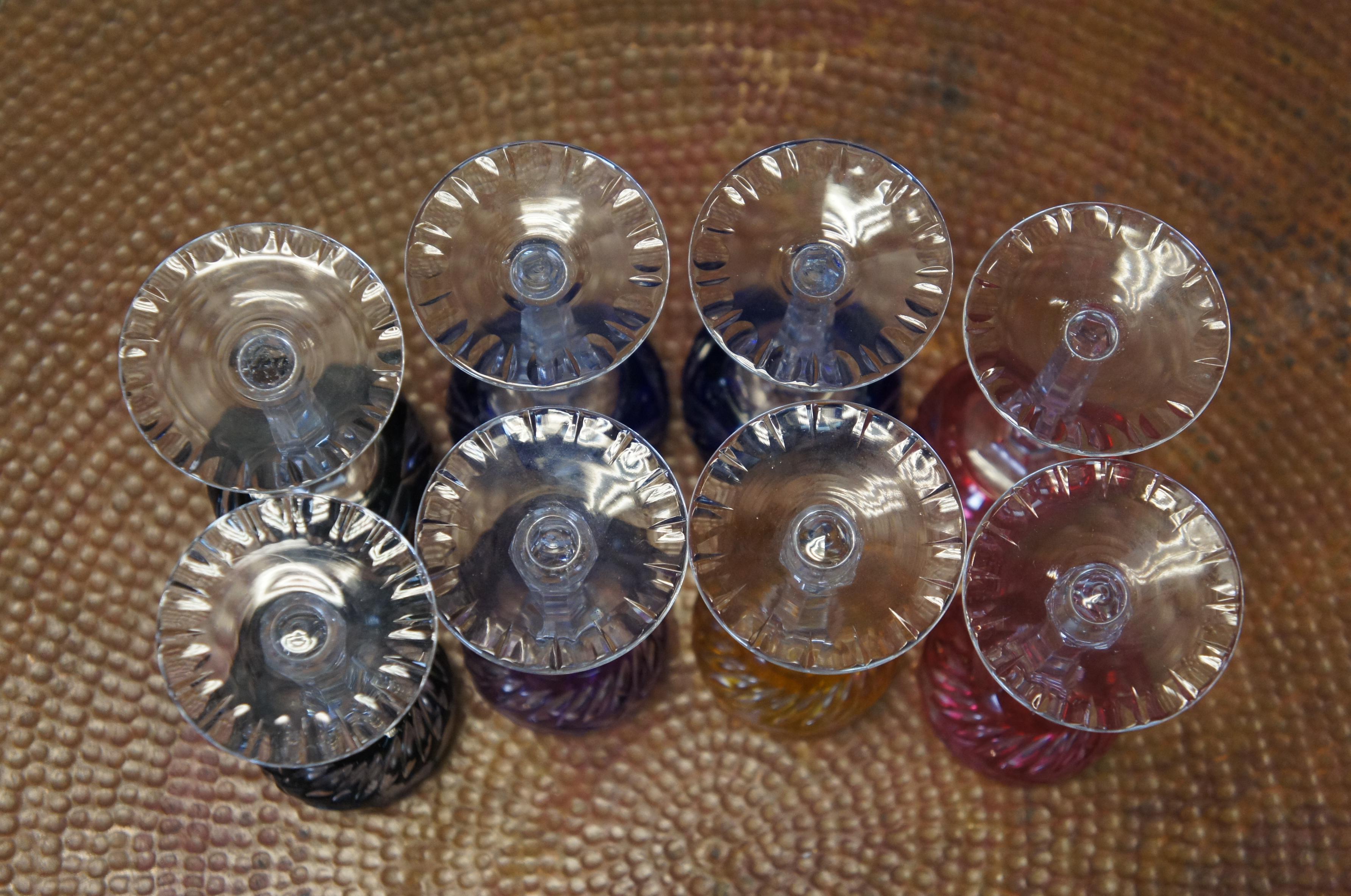 8 Vintage Bohemian Czech Cut to Clear Crystal Cordial Shot Glasses 5
