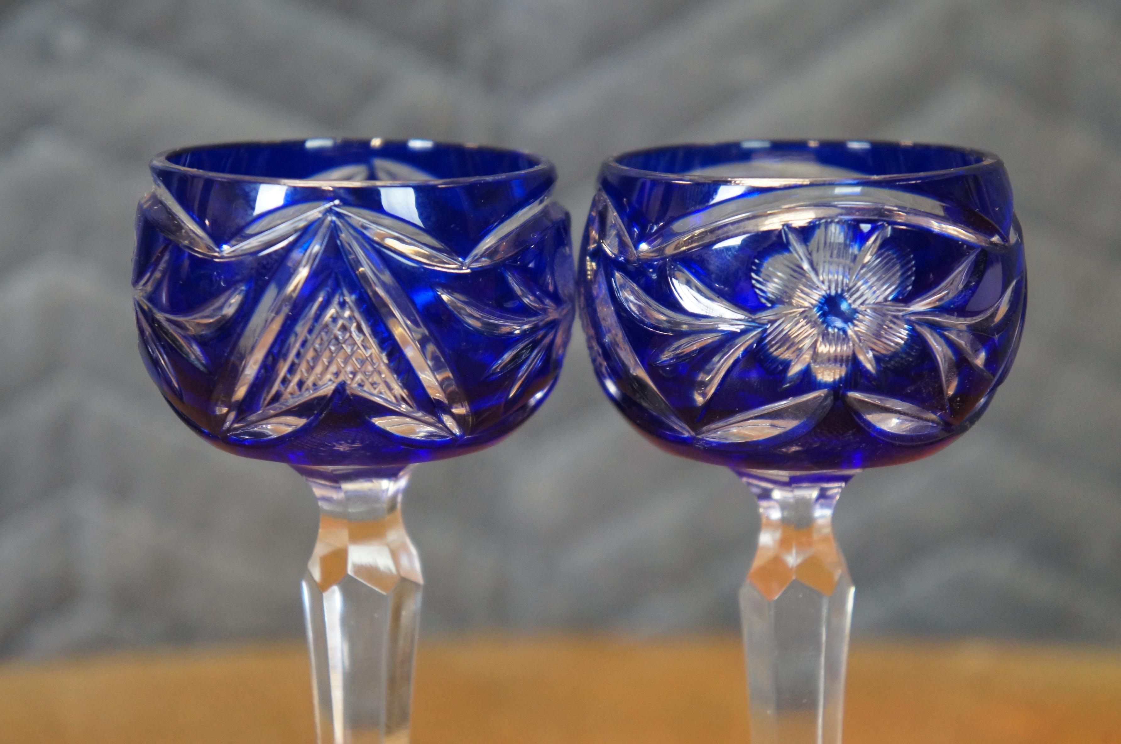 8 Vintage Bohemian Czech Cut to Clear Crystal Cordial Shot Glasses 5