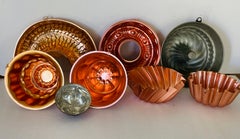 8 Vintage Copper Baking Pudding Molds and Cookie Cutters