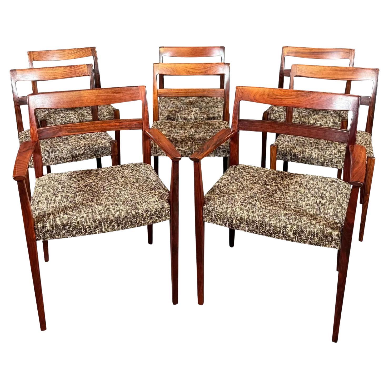  8 Vintage Danish Mid Century Rosewood Dining Chairs "Garmin" by Nils Jonsson For Sale