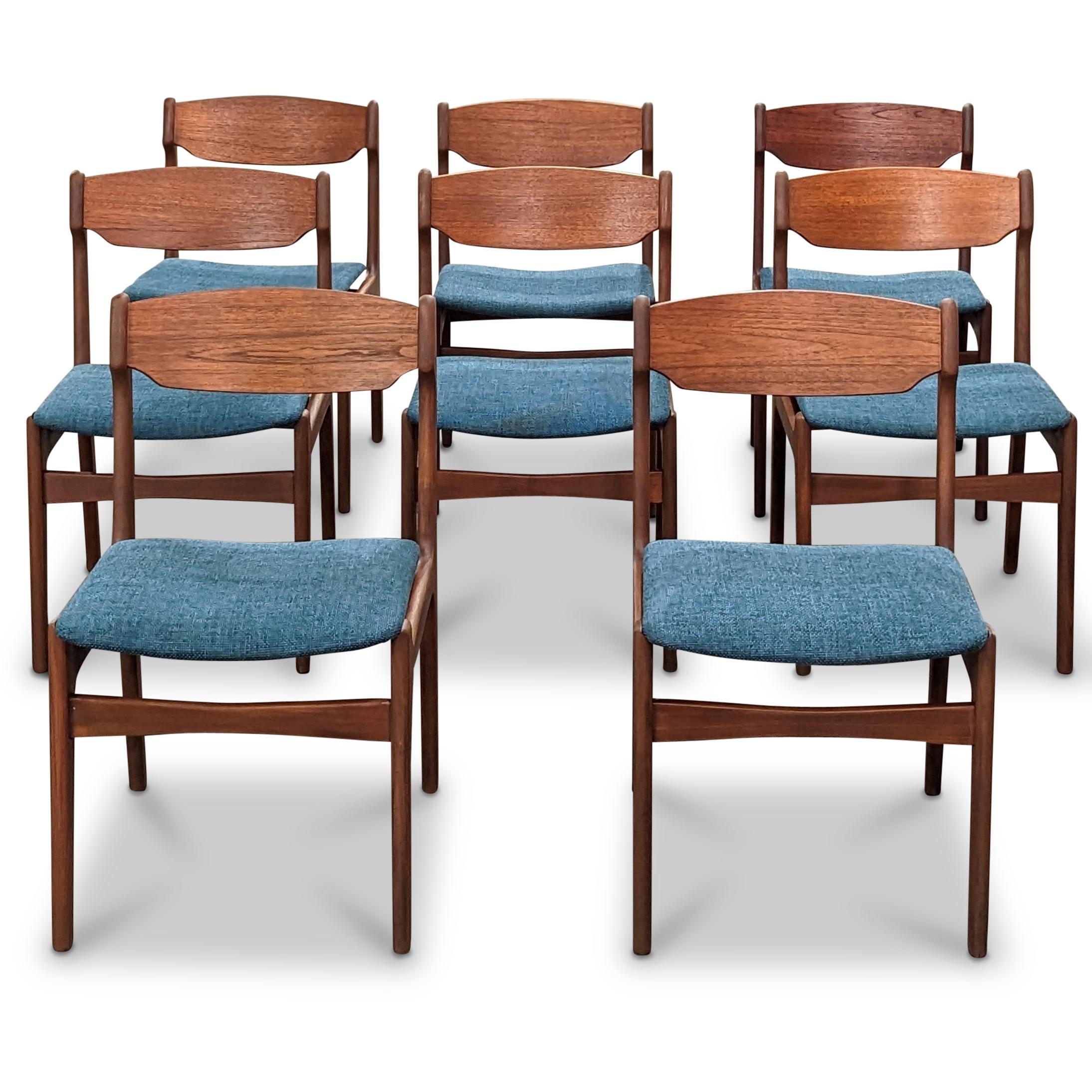Mid-20th Century 8 Vintage Danish Mid Century Teak Dining Chairs, 012360 Findahl Mobelfabrik