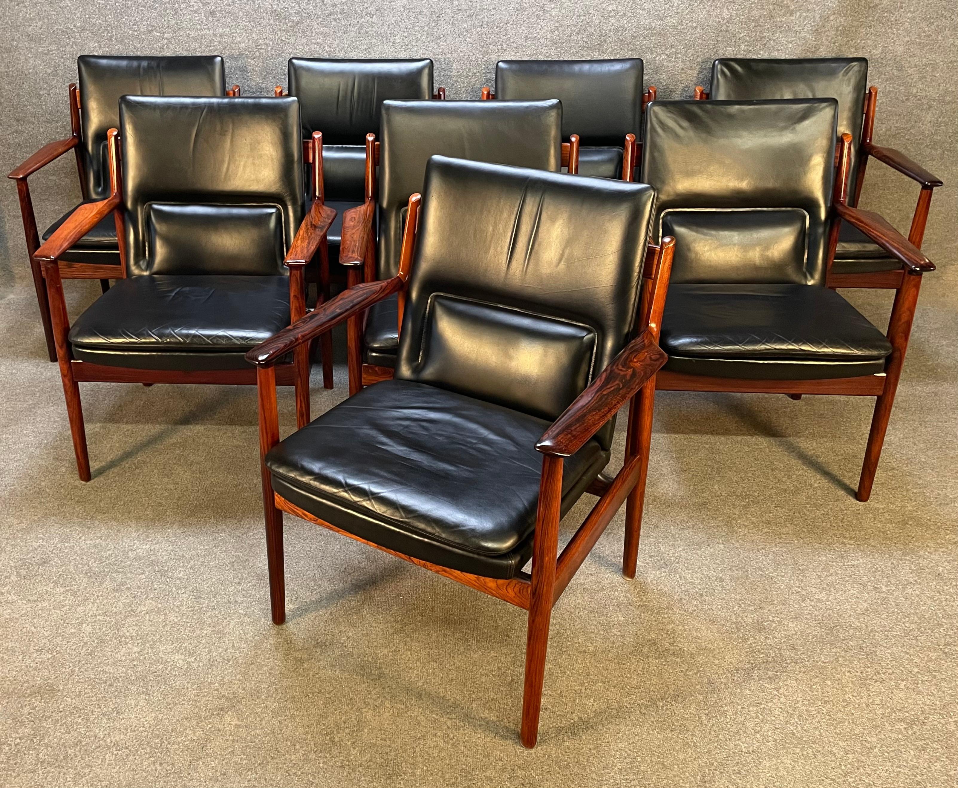 8 Vintage Danish Modern Rosewood Armchairs 