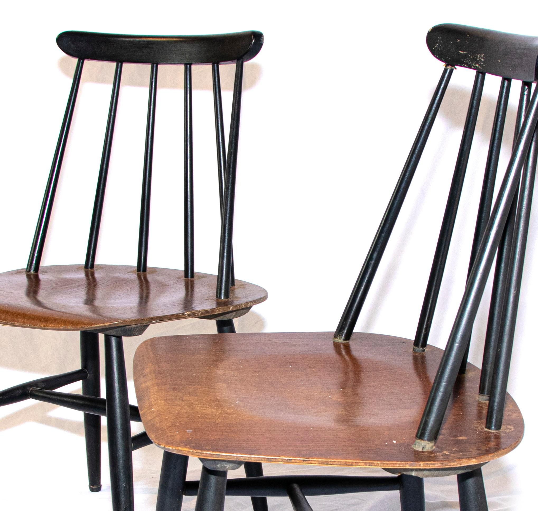 Wood 8 Vintage Fanett Dining Chairs by Ilmari Tapiovaara, 1949