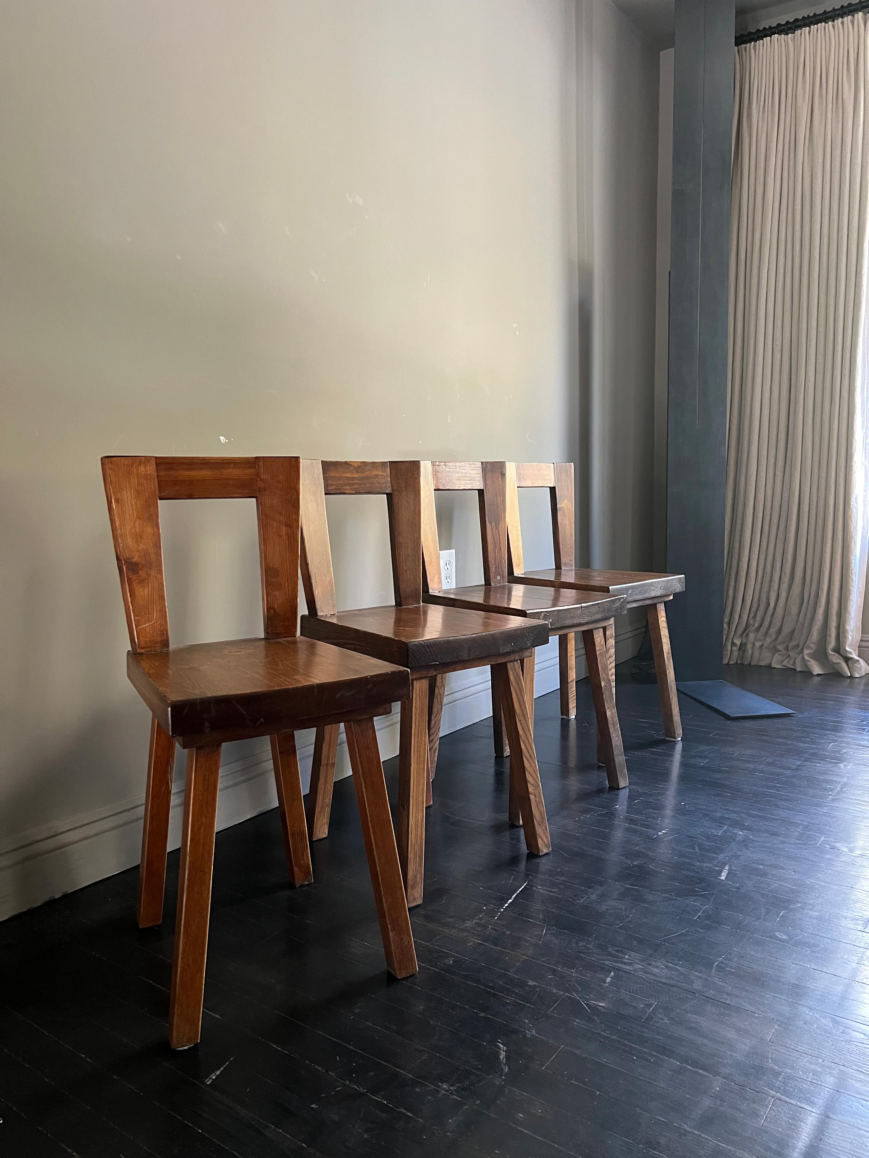 Oak 8 Vintage Geometric Wooden Chairs For Sale
