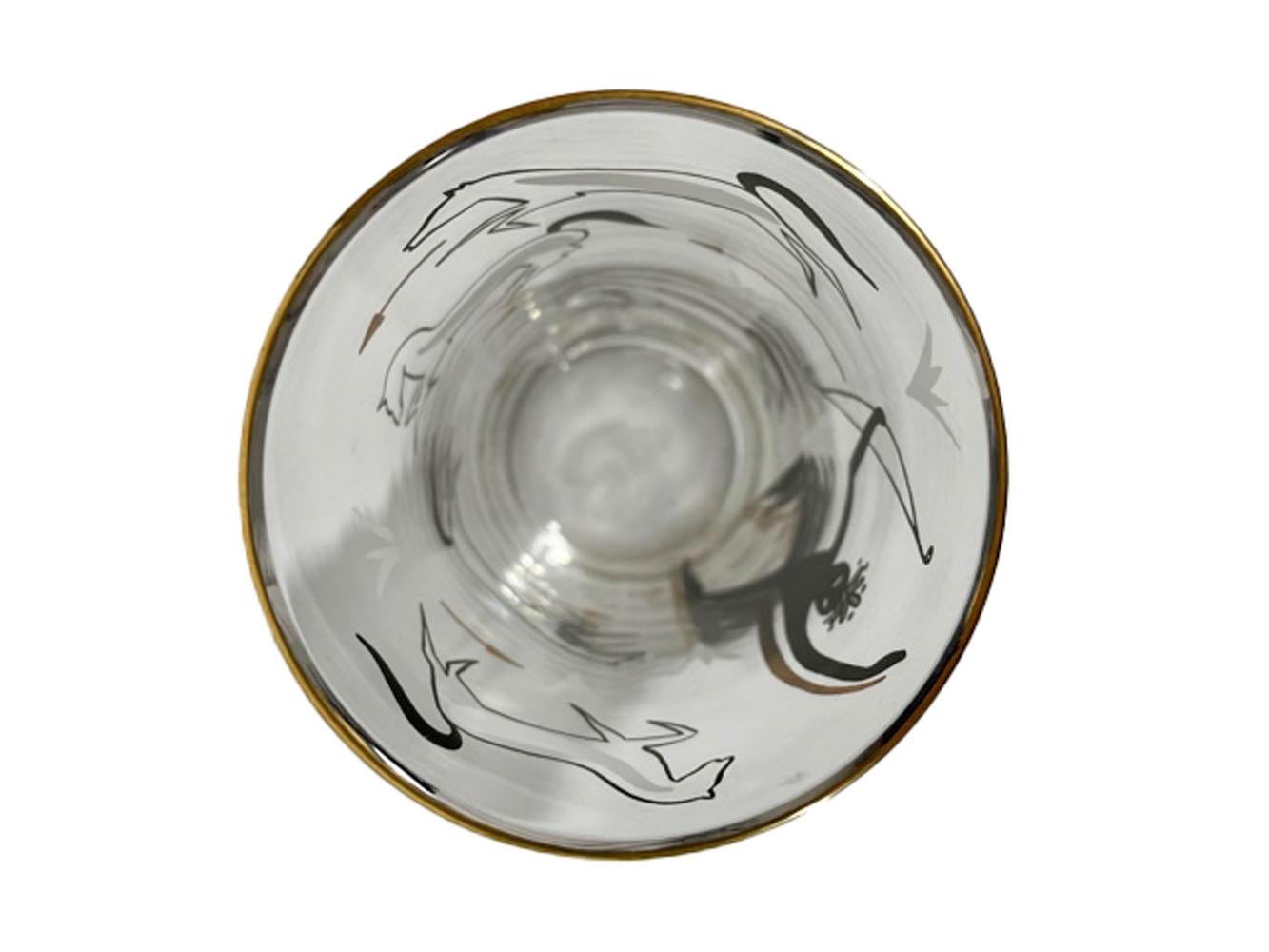 8 Vintage Highball Glasses with Cave Painting Scenes of Hunters & Horses In Good Condition For Sale In Nantucket, MA