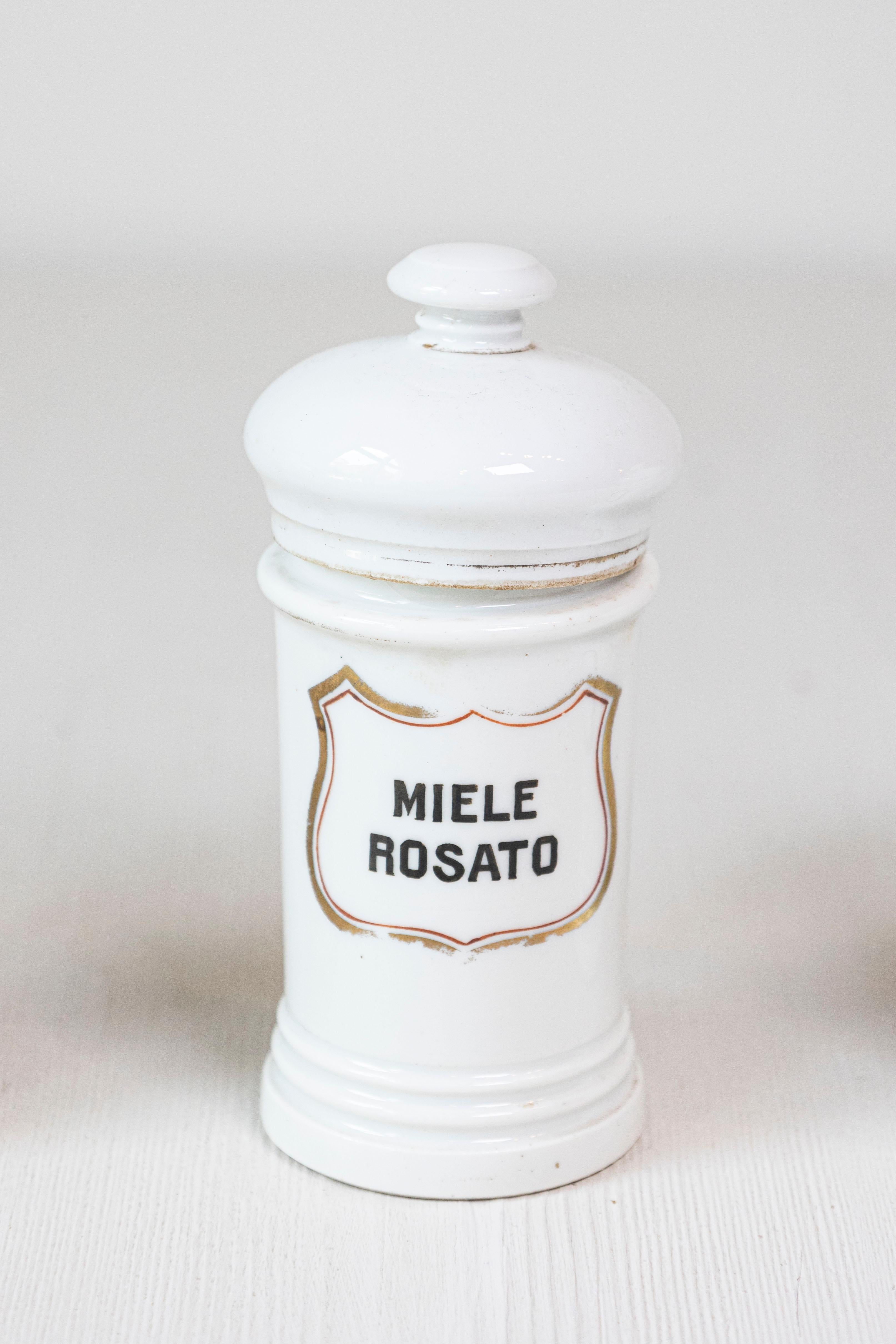 8 Vintage Italian Porcelain Pharmacy Jars with Labels, Sold Each For Sale 4