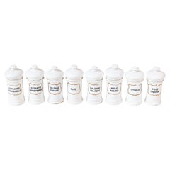 8 Tarros de farmacia de porcelana italiana vintage con etiquetas, se venden por unidad