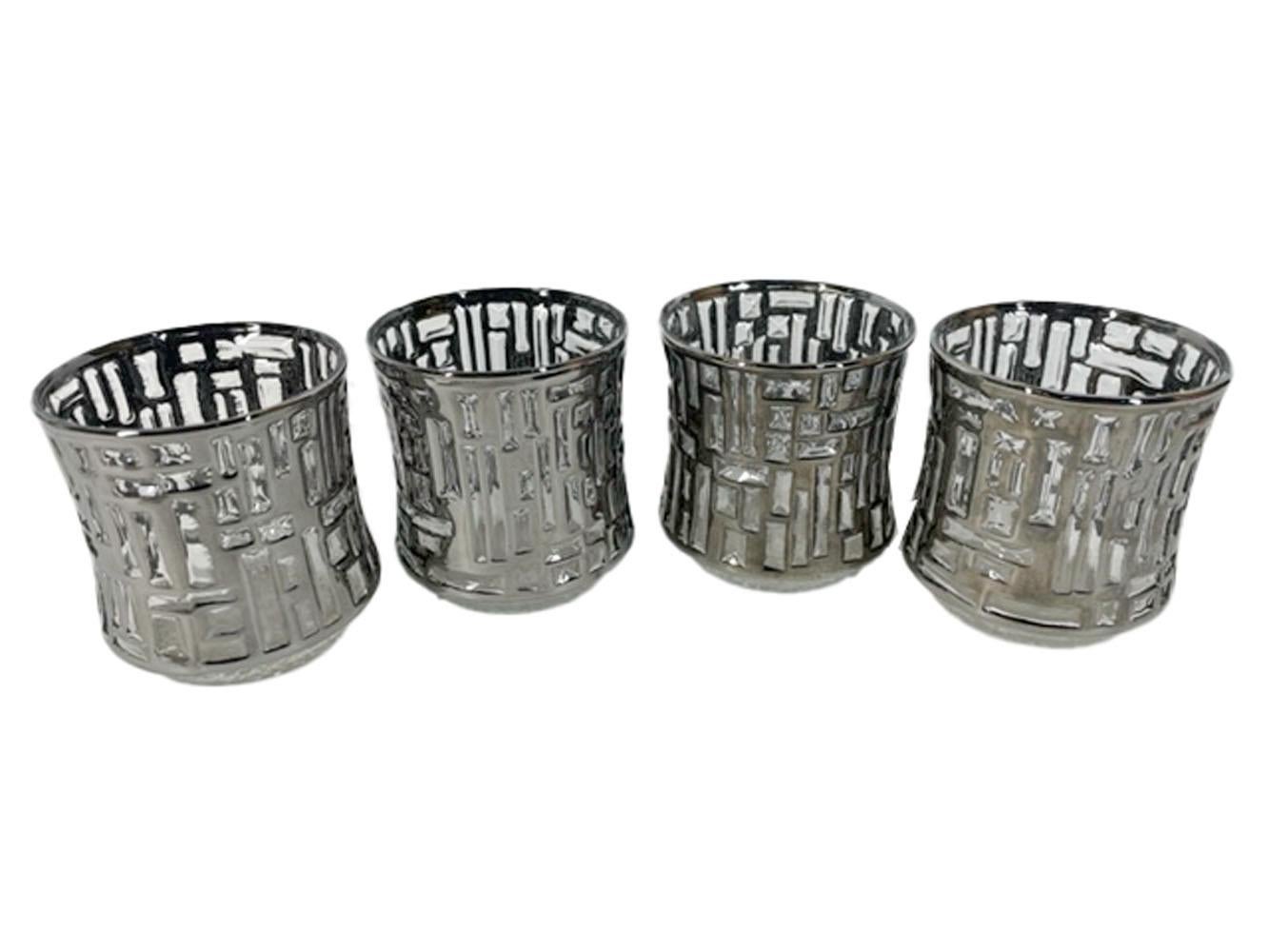 American 8 Vintage Rocks Glasses in the Silver Version of the Artica Pattern by Libbey For Sale