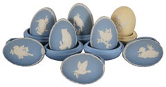 8 Vintage Wedgwood Jasperware Ceramic Anniversary Eggs Trinket Keepsake Box