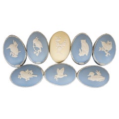 8 Retro Wedgwood Jasperware Ceramic Anniversary Eggs Trinket Keepsake Box