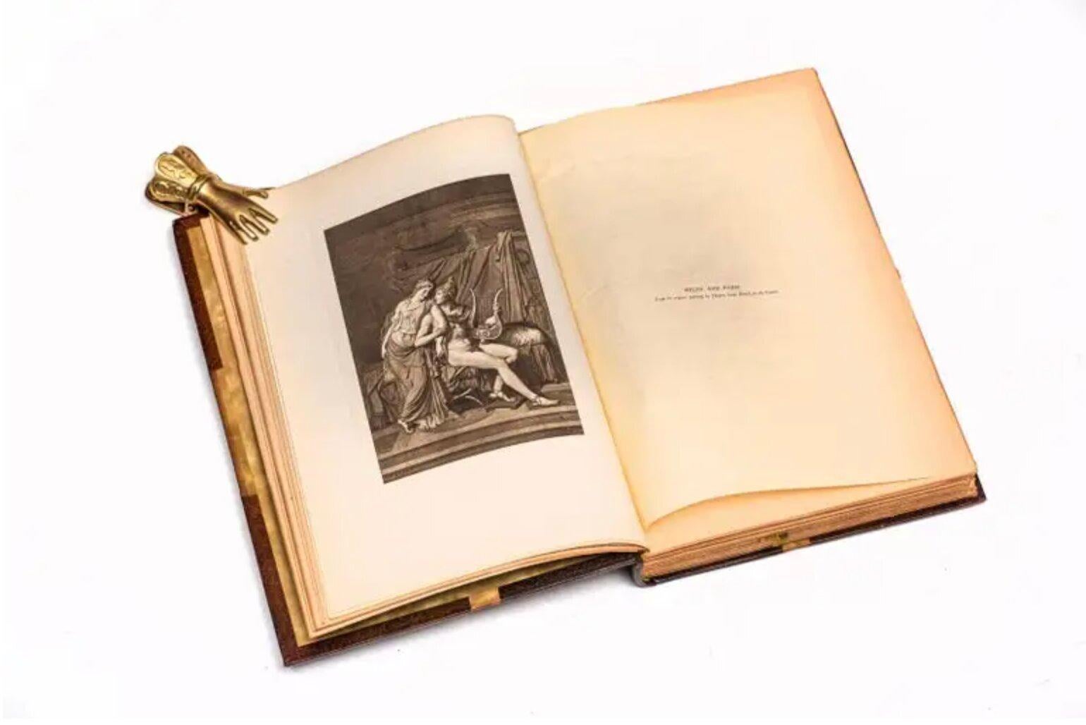 8 Volumes. Homer, The Iliad & The Odyssey. Large Paper Edition. Bound in 3/4 brown morocco and marbled boards. The raised band spines are gilt-tooled. The top edges are gilt with marbled endpapers. This edition is limited to 600 copies of which this