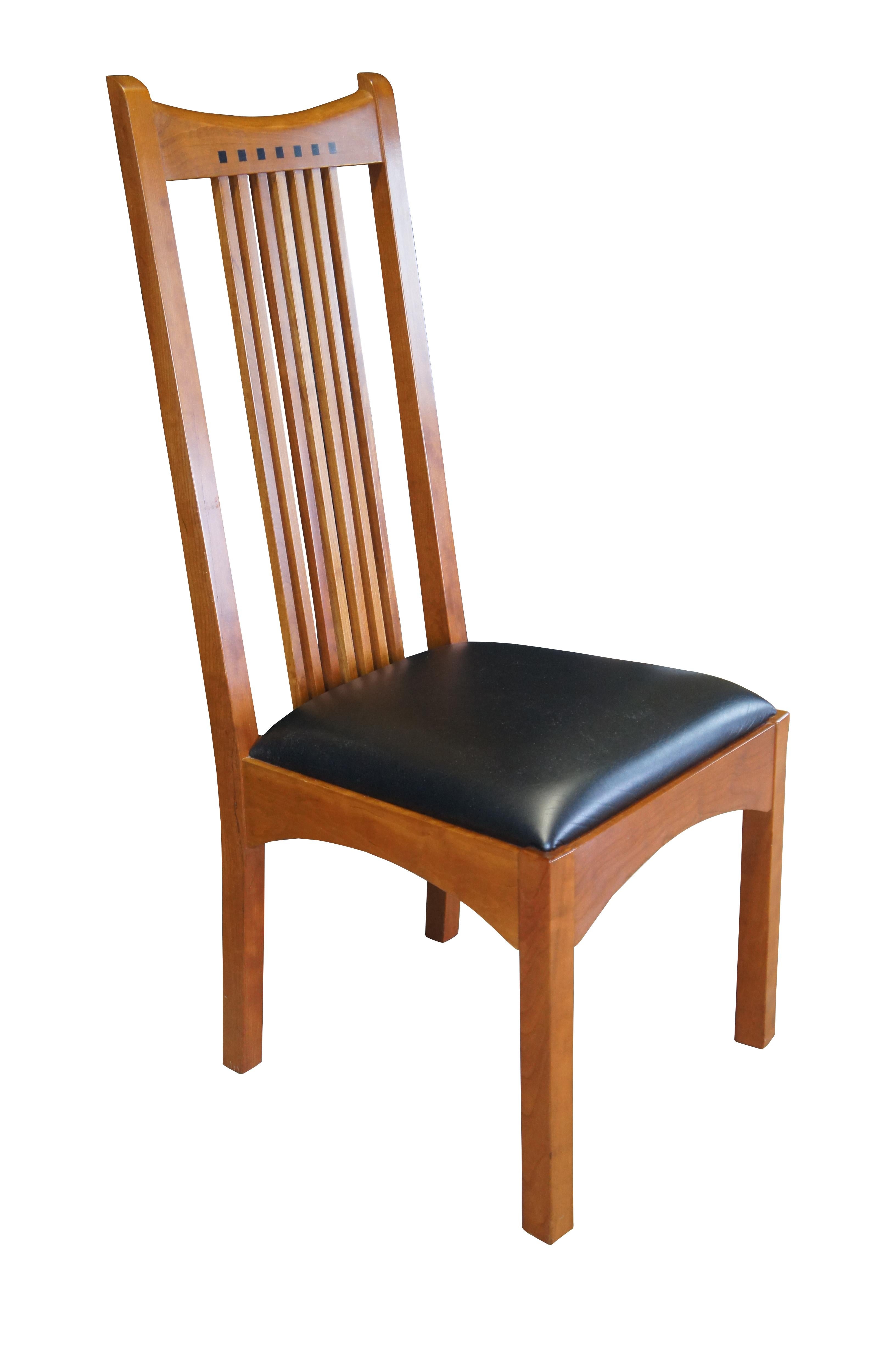 8 Vtg Stickley 21st Century Mission Arts & Crafts Cherry Slat Back Dining Chairs In Good Condition In Dayton, OH
