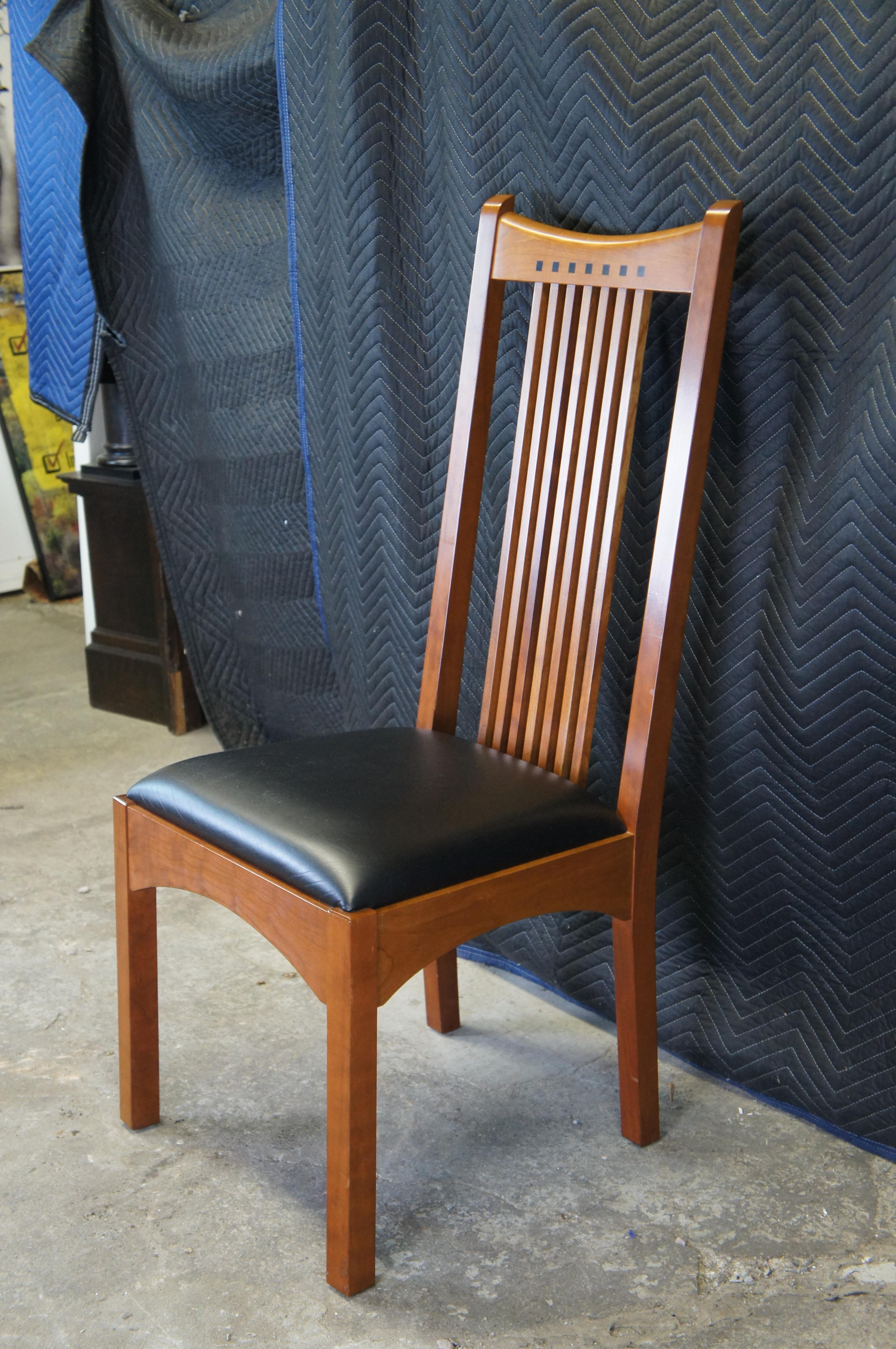 Late 20th Century 8 Vtg Stickley 21st Century Mission Arts & Crafts Cherry Slat Back Dining Chairs