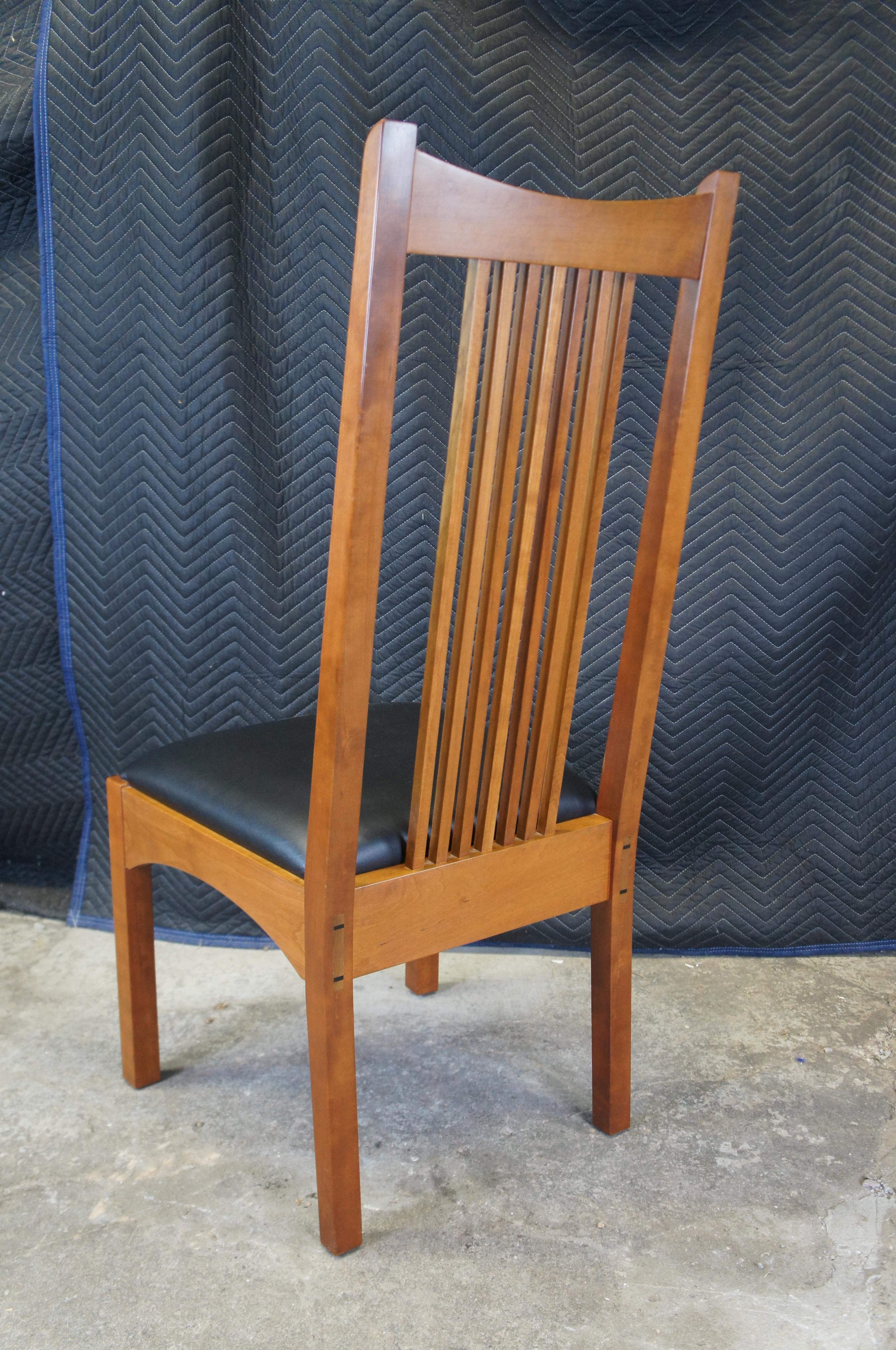 8 Vtg Stickley 21st Century Mission Arts & Crafts Cherry Slat Back Dining Chairs 3