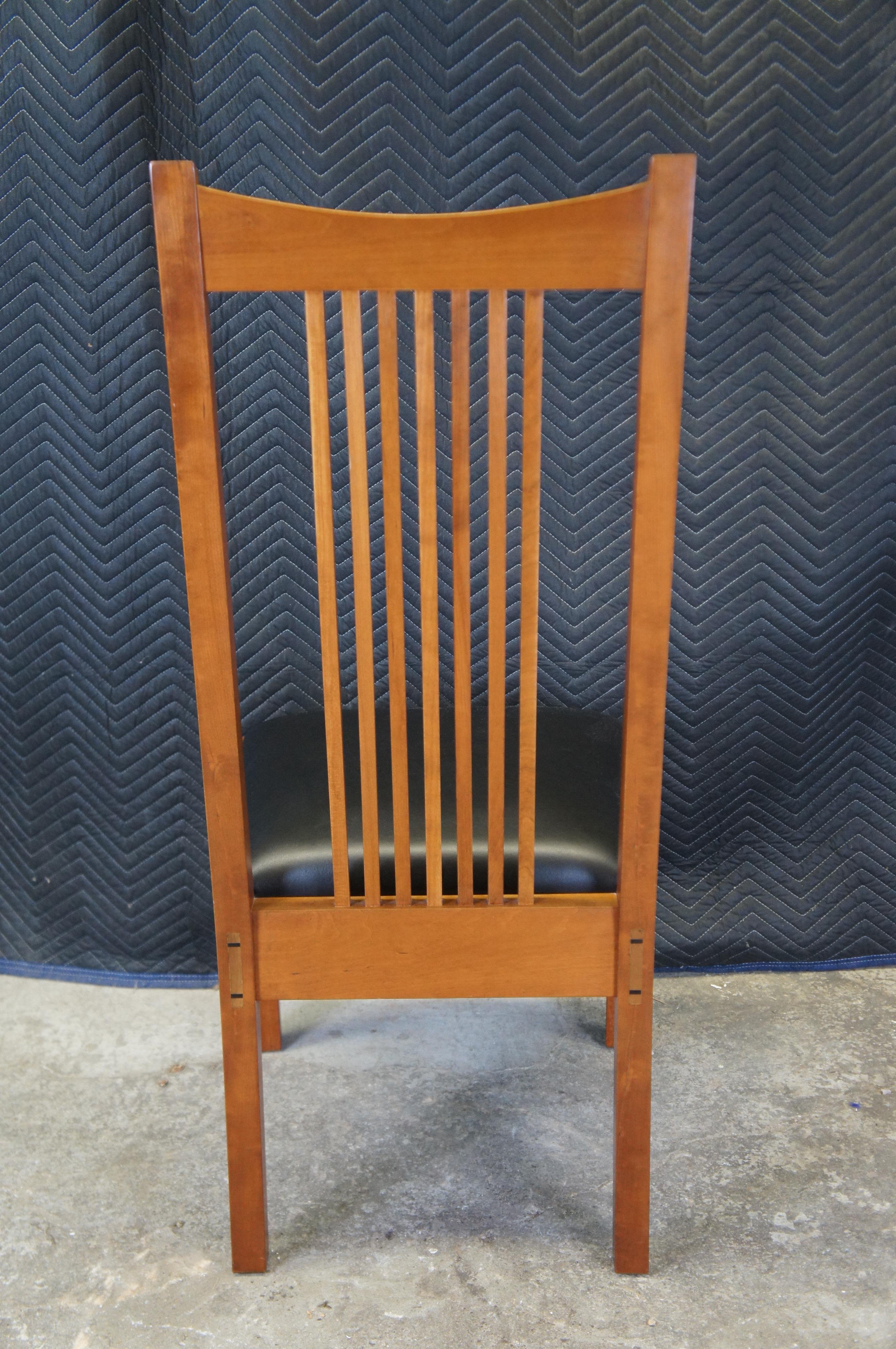 8 Vtg Stickley 21st Century Mission Arts & Crafts Cherry Slat Back Dining Chairs 4