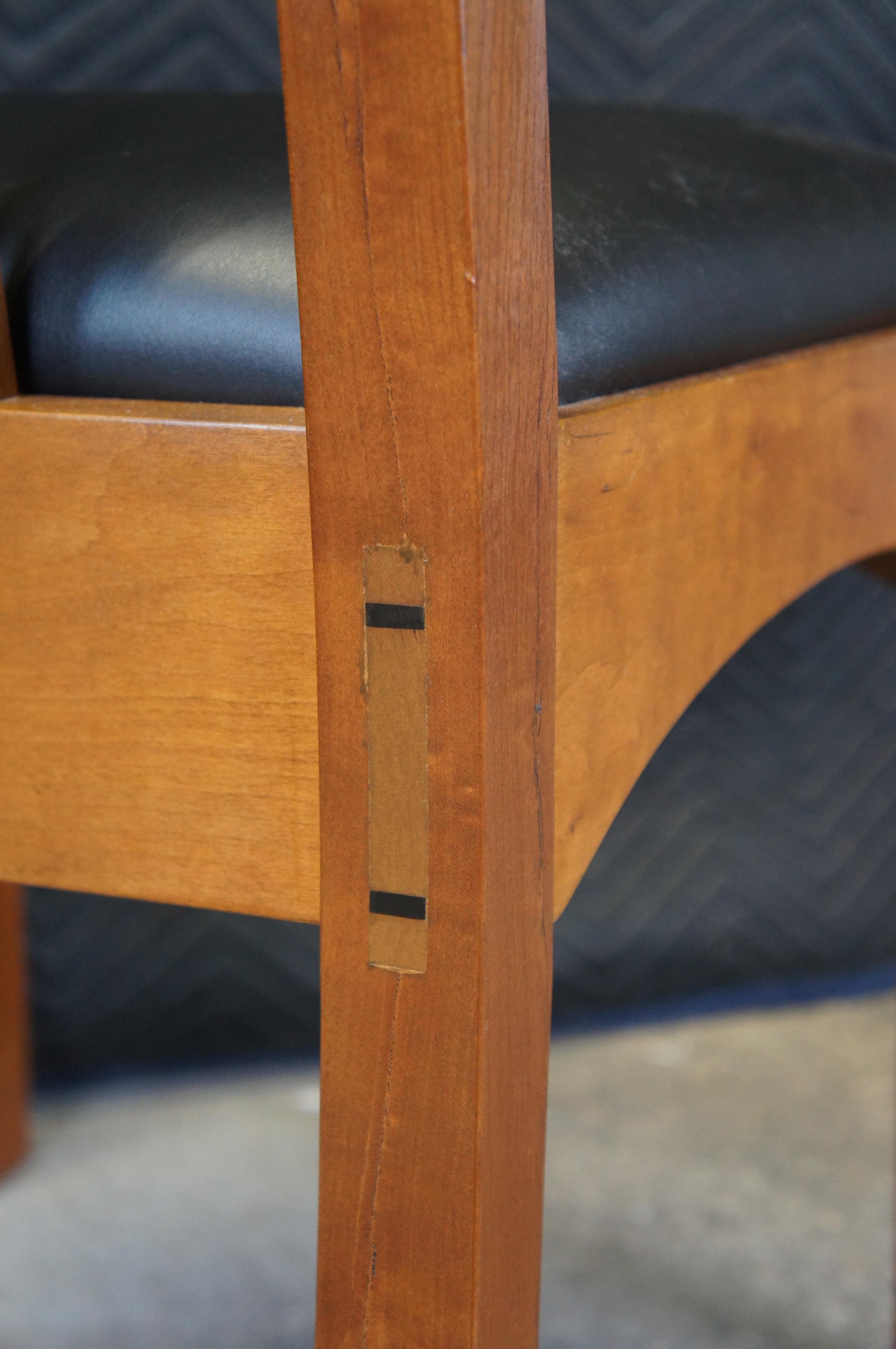 8 Vtg Stickley 21st Century Mission Arts & Crafts Cherry Slat Back Dining Chairs 5