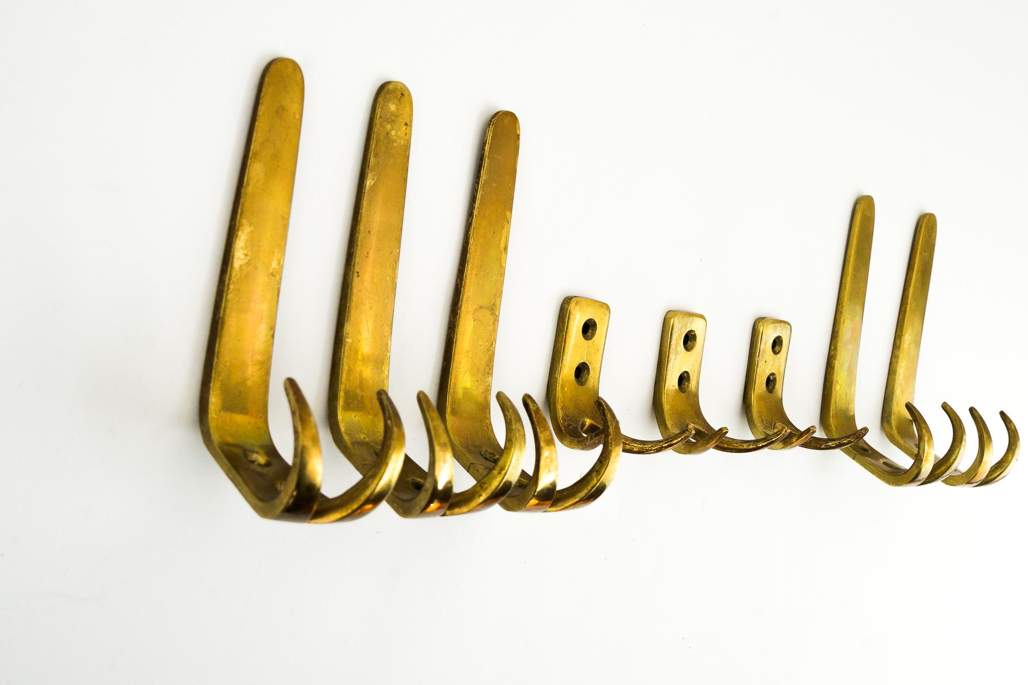 Brass 8 Wall Hooks, Vienna, Around 1950s For Sale