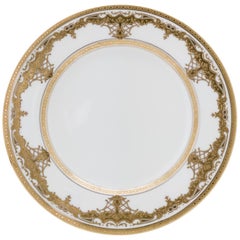 8  Tiffany White and Gold Gilt Encrusted Dessert Plates, Antique English