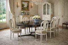 8 White Painted Suede French Louis XVI Style Balloon Chairs by Maison Jansen