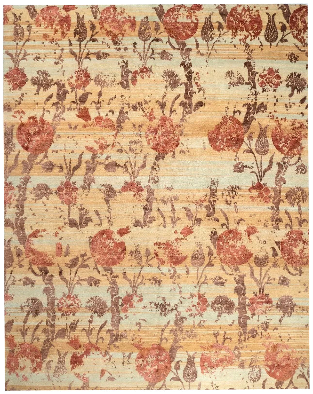 8' x 10' Anar Hand-Knotted Wool & Silk Rug – Modern Floral Luxury Area Rug For Sale