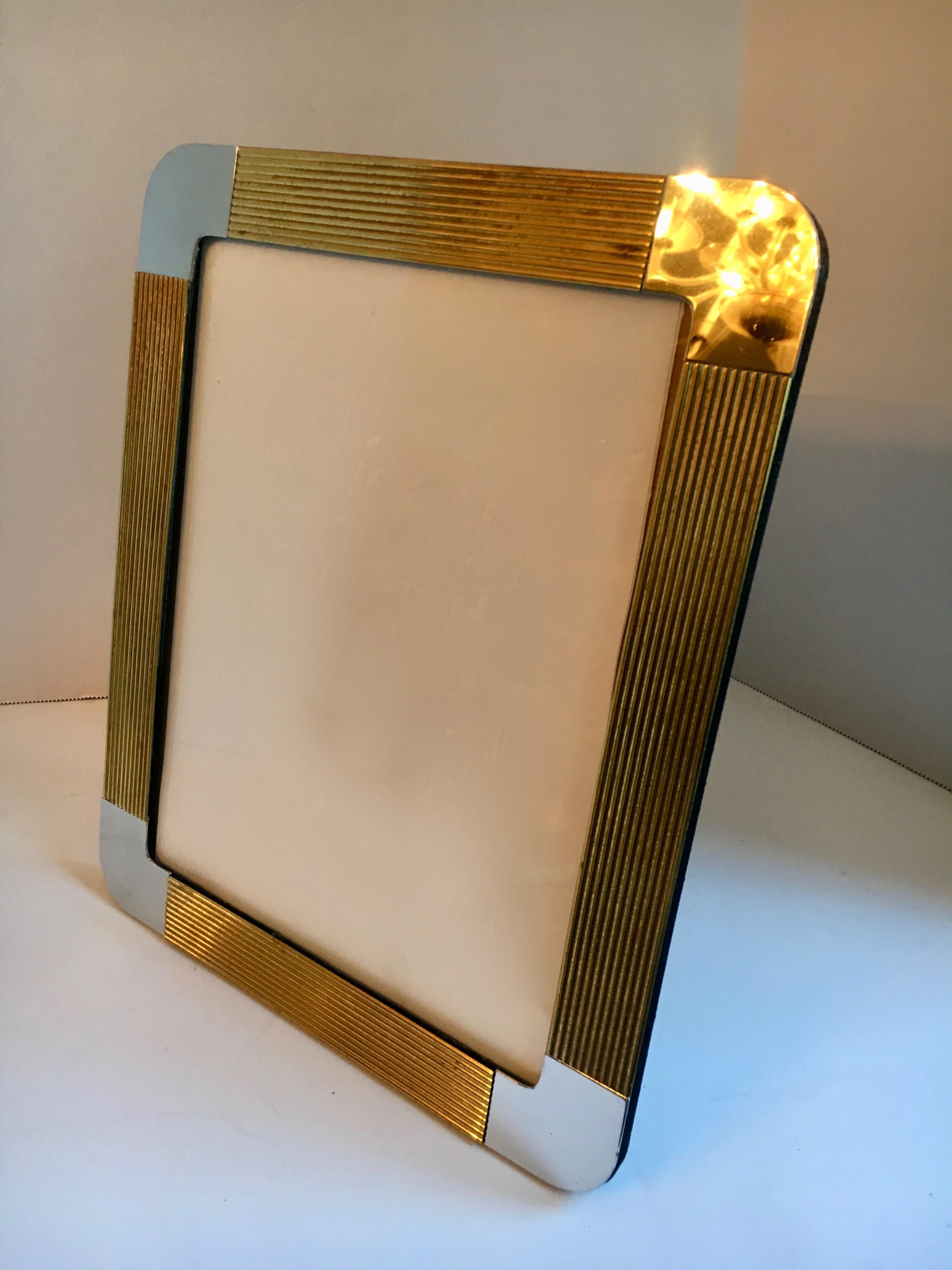 Brass and Chrome Picture Frame In Good Condition In Los Angeles, CA