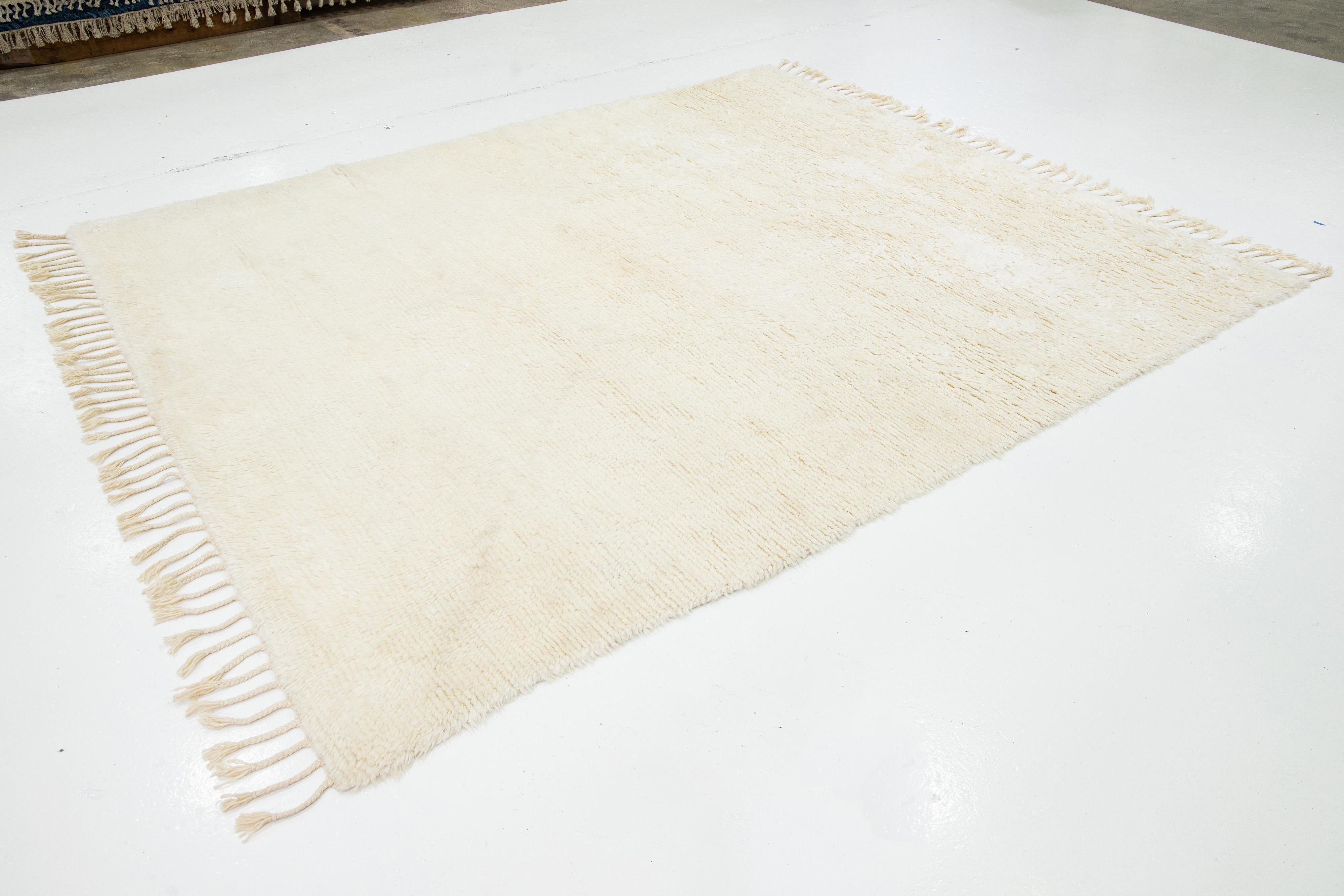 8 x 10 Alfombra de lana shag beige estilo marroquí contemporáneo Moderno en venta