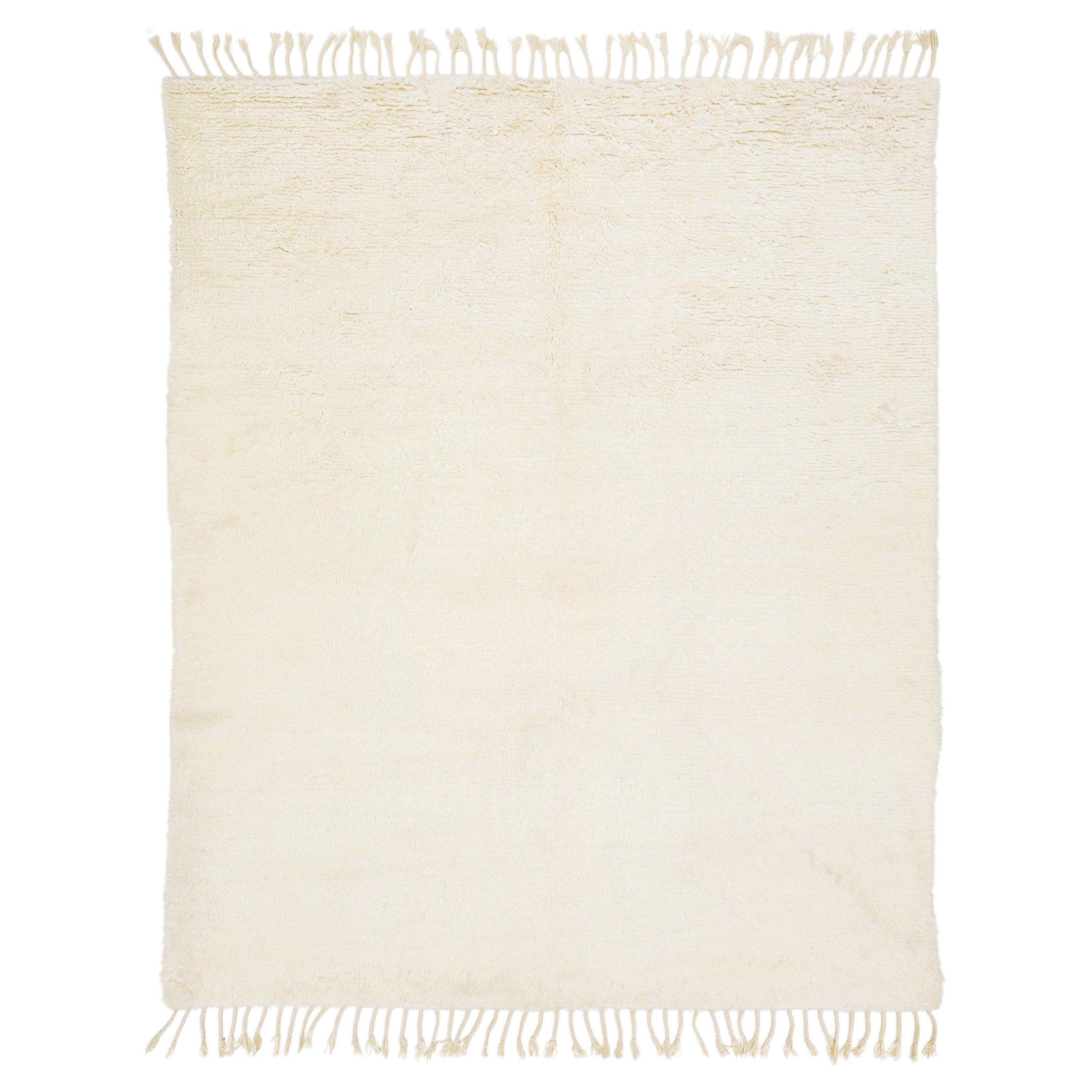 8 x 10 Tapis en laine Shag beige de style marocain contemporain