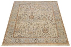 8 x 10 Elegante Alfombra de Lana Anudada a Mano de Estilo Tabriz en Beige