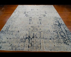 8' x 10' Hand-Knotted Indian Wool Rug with Dreamlike Architectural Garden Design
