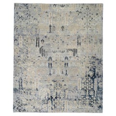8' x 10' Hand-Knotted Indian Wool Rug with Dreamlike Architectural Garden Design