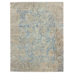 8'x10' Sarina Transitional Hand-Knotted Wool Area Rug in Soft Blue & Beige