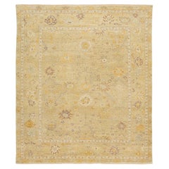8 X 10 Tappeto di lana in stile Oushak floreale fatto a mano in stile Tan
