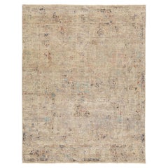 8 x 10 Modern Transitional Handmade Wool Rug in Sand & Muted Indigo